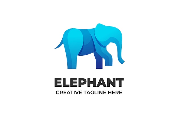 Elephant Animal Character Gradient Logo Template