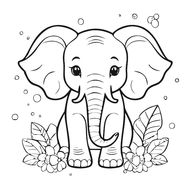 Vector elephant animal for coloring book