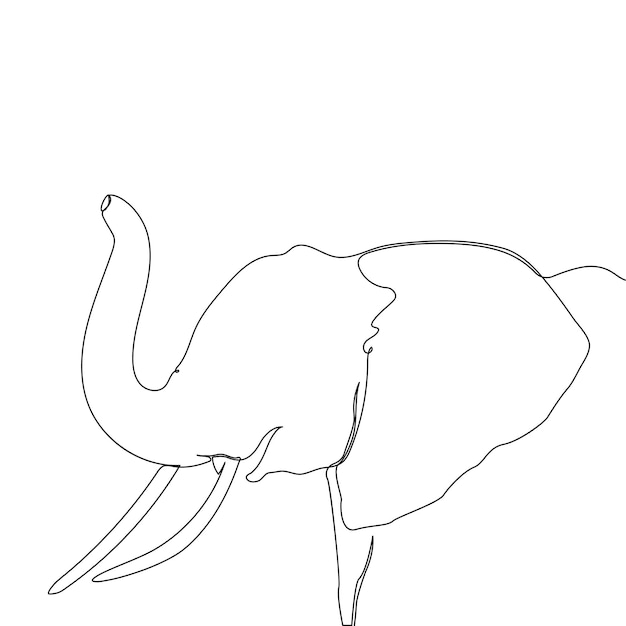 Elephant animal continuous one line vector illustration and world wildlife day single line art