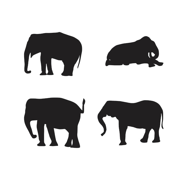 Elephant animal silhouette vector collection