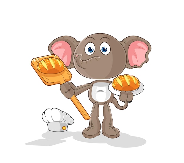 Elephant baker with bread cartoon mascot vector