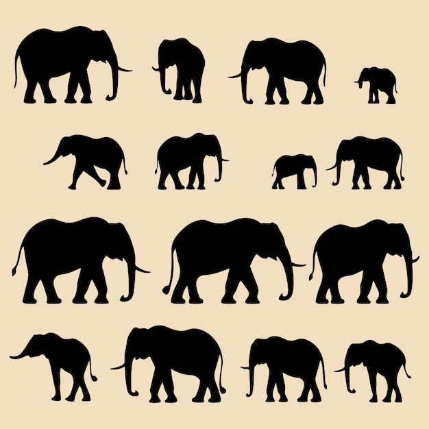 Elephant black silhouette clip art vector