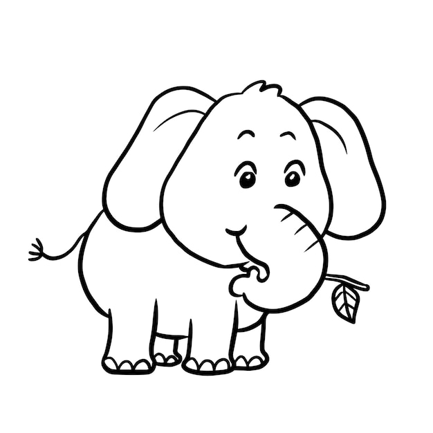 elephant cartoon animal cute kawaii doodle coloring page drawing