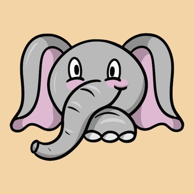 Elephant character Cute little elephant smiling cartoon elephant emotions vector