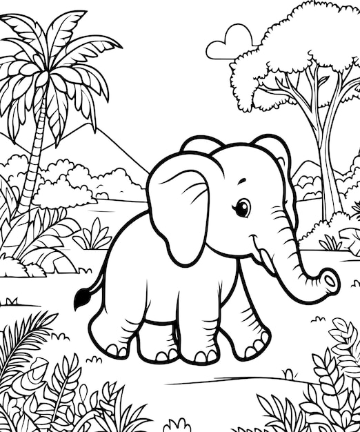 Elephant coloring book coloring page for adult ai generated