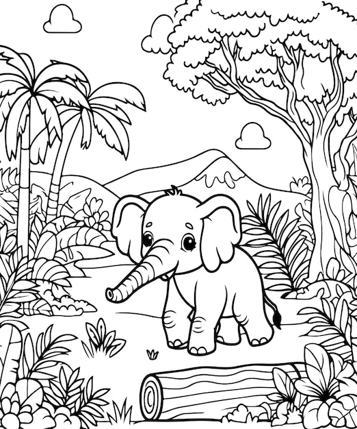 Elephant coloring book coloring page for adult ai generated