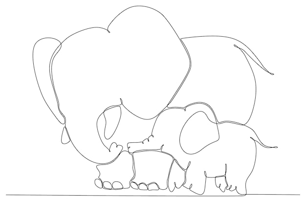 elephant continuous line drawing