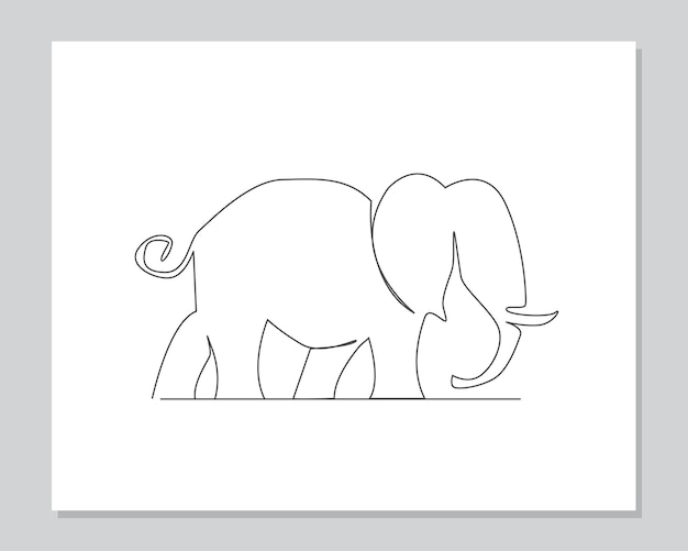 Elephant continuous one line illustration