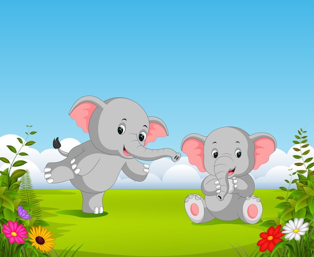 elephant couple cartoon