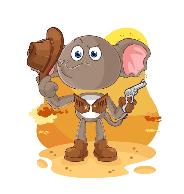 Elephant cowboy with gun character vector