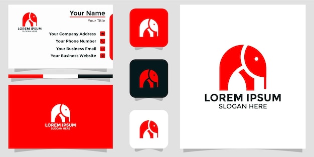 Elephant design logo and branding card