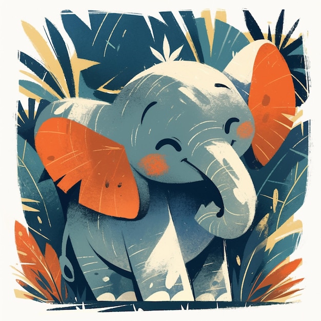 Vector elephant designs on textiles in forest backgrounds