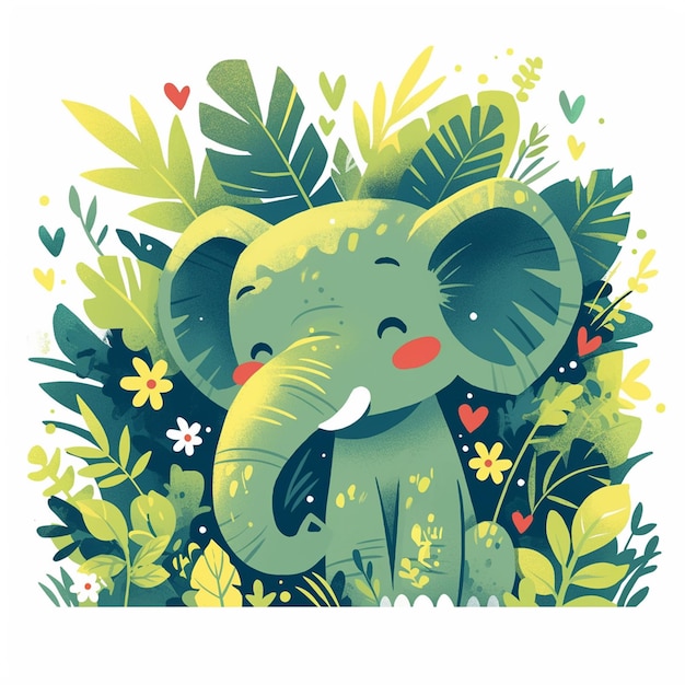 Elephant designs on textiles in forest backgrounds