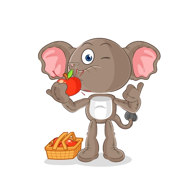 Elephant eating an apple illustration character vector