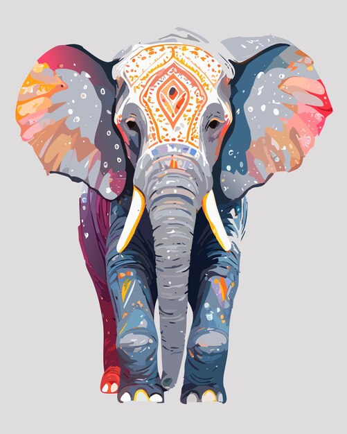 Vector elephant elegance a vivid dance of colors and patterns vector and illustration