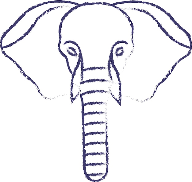 Elephant face hand drawn vector illustration