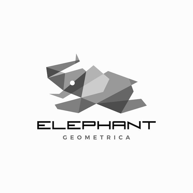 Elephant Geometric Polygonal Jumping Logo vector Icon Illustration