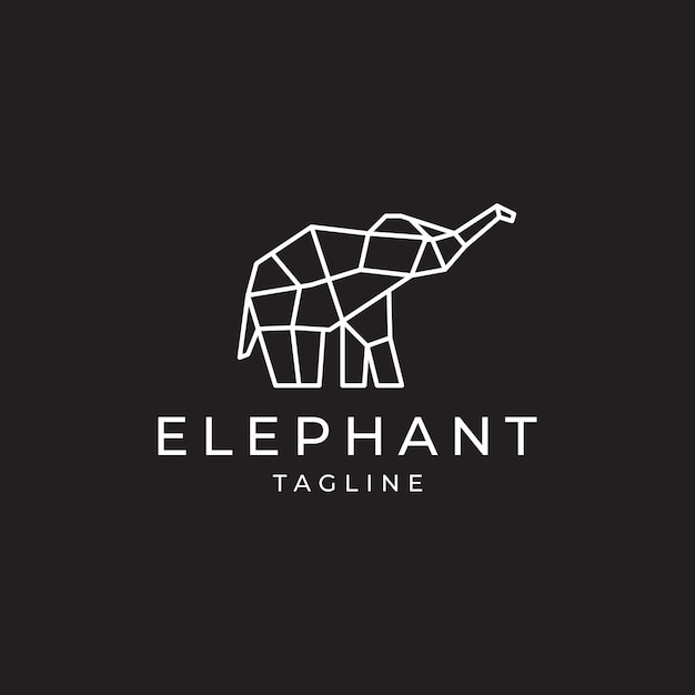 Elephant geometric polygonal logo vector icon design template