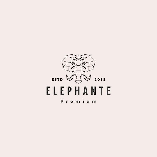 Elephant head logo geometric line vector illustration