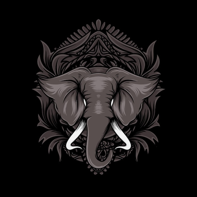 Elephant illustration with ornament