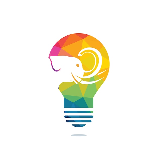 Elephant and light bulb vector logo design