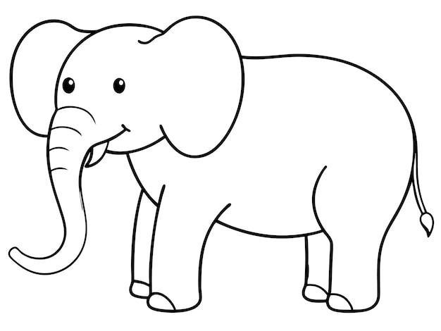 Vector elephant line art animal cute kawaii doodle vector illustration isolated white background