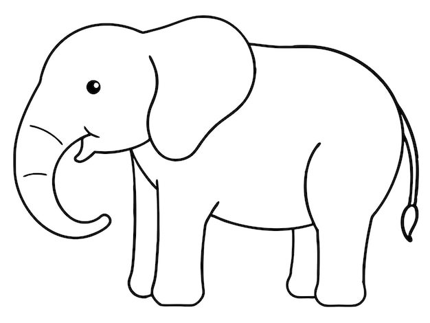 Vector elephant line art animal cute kawaii doodle vector illustration isolated white background