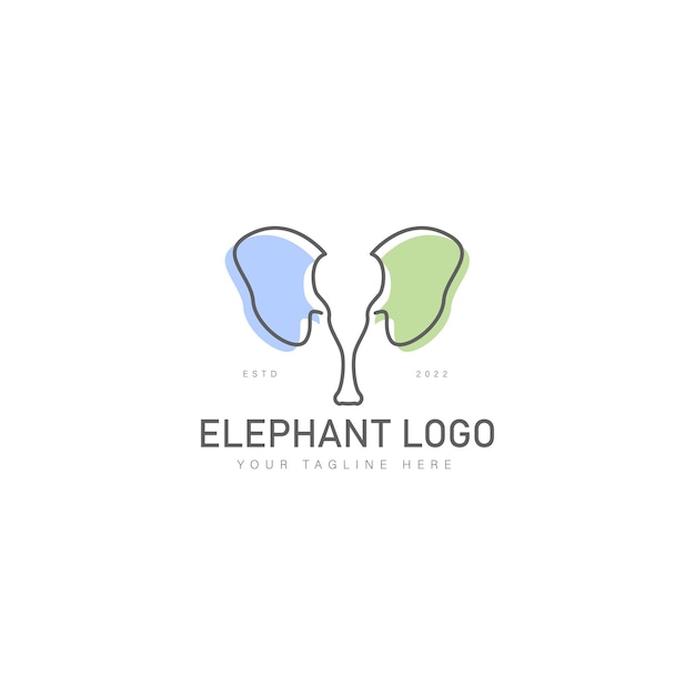 Elephant line logo design icon illustration