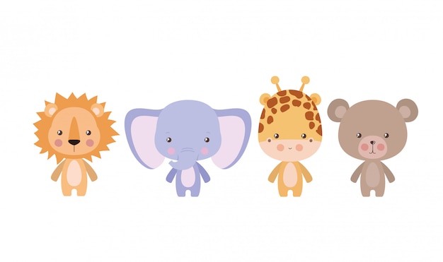 Elephant lion giraffe and bear cartoon 