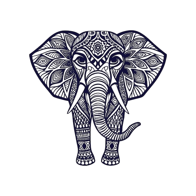 Vector elephant mandala clip art isolated vector illustration on a white background