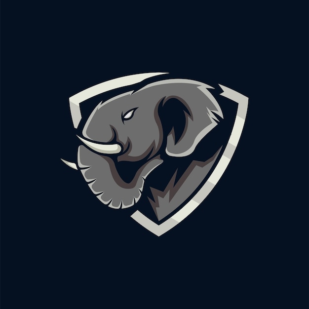 Elephant mascot esport logo design vector