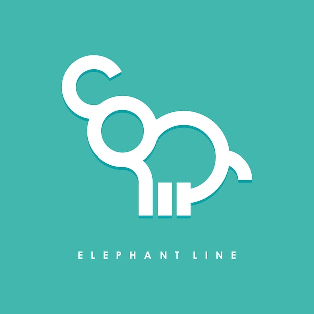 Elephant monogram line art simple logo design