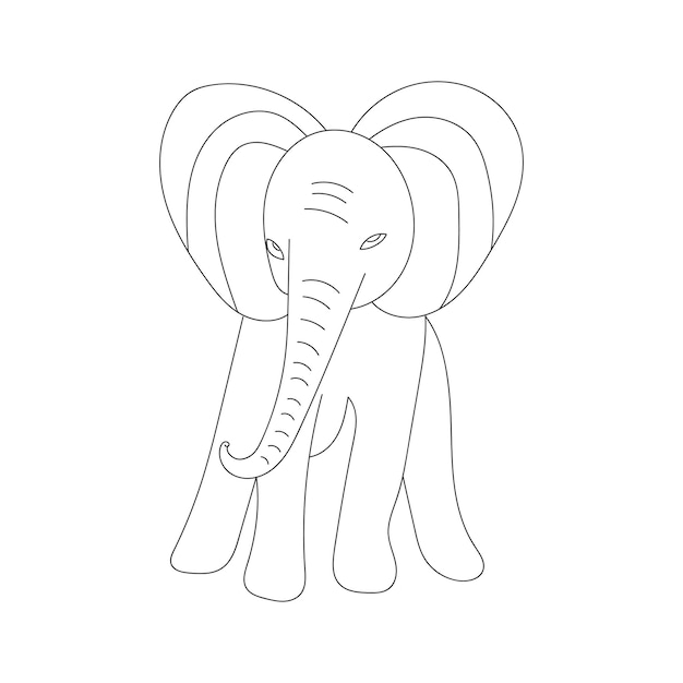 Elephant one line drawing with coloring pages