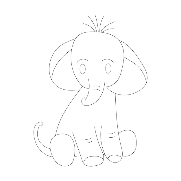 Elephant one line drawing with coloring pages