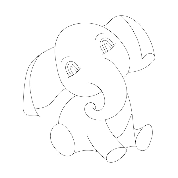 Elephant one line drawing with coloring pages