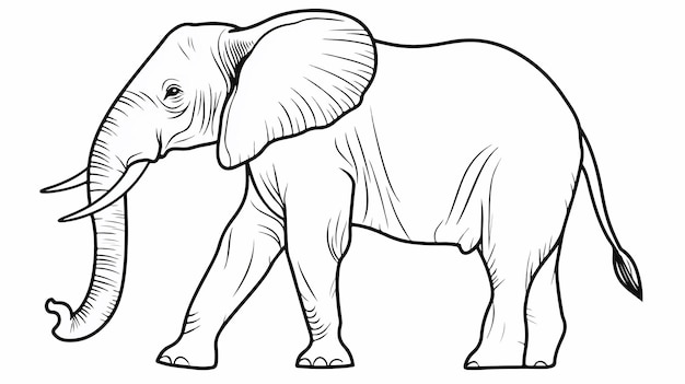 Vector elephant outline illustration isolated on white background