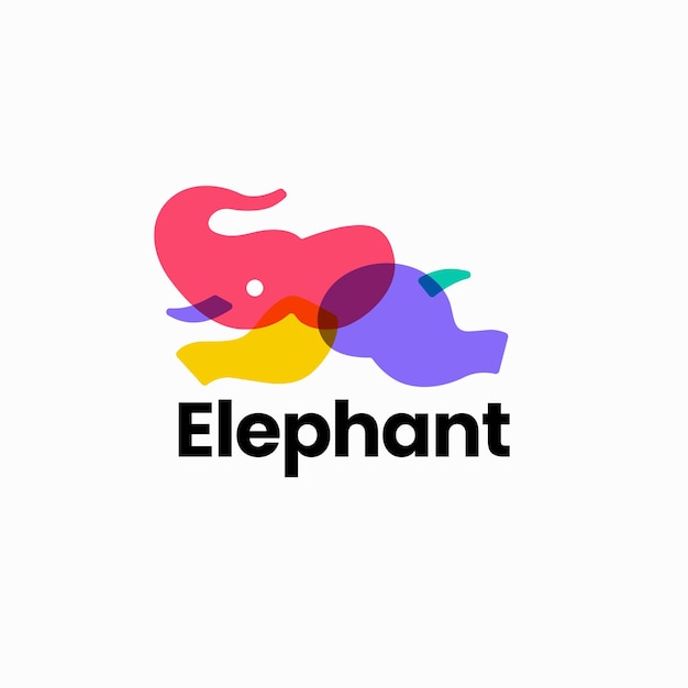 Elephant Overlapping Color Jumping Logo vector Icon Illustration