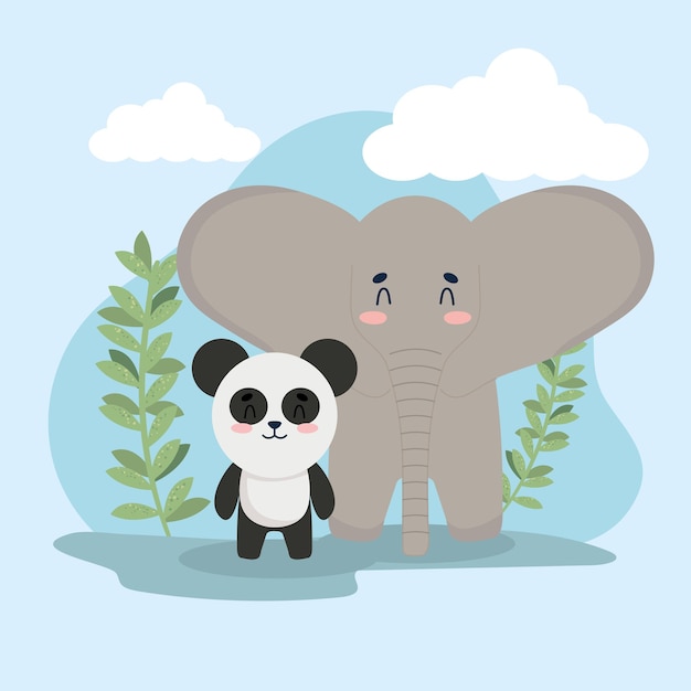 Elephant and panda