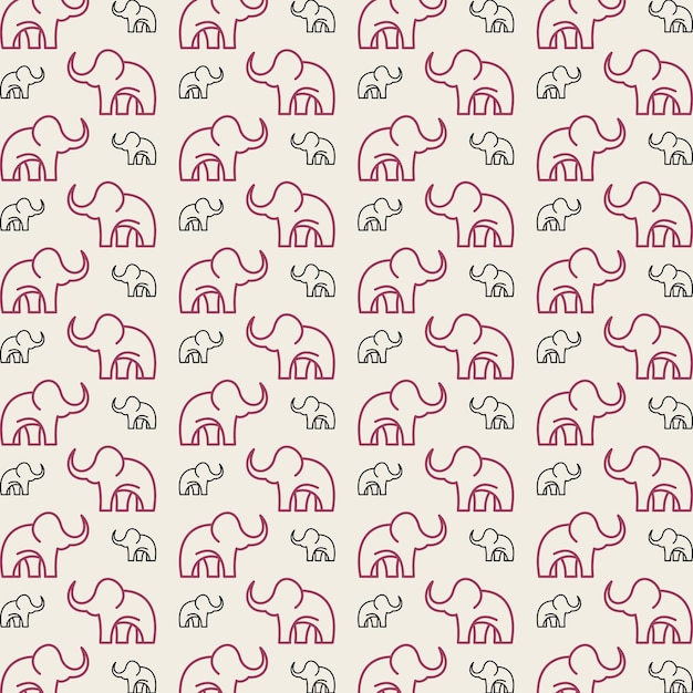 Vector elephant repeating smart trendy seamless pattern colorful background