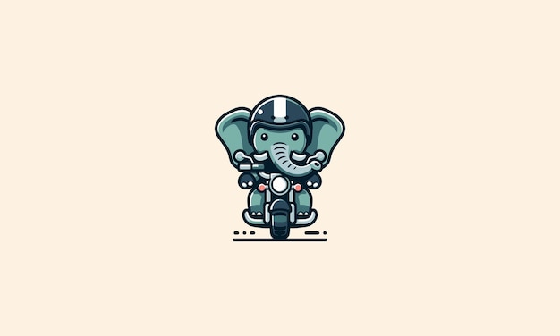 elephant riding motorcycle vector mascot design