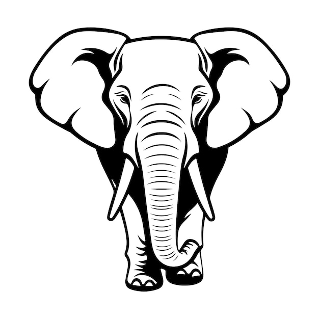 Elephant silhouette clipart on a white background