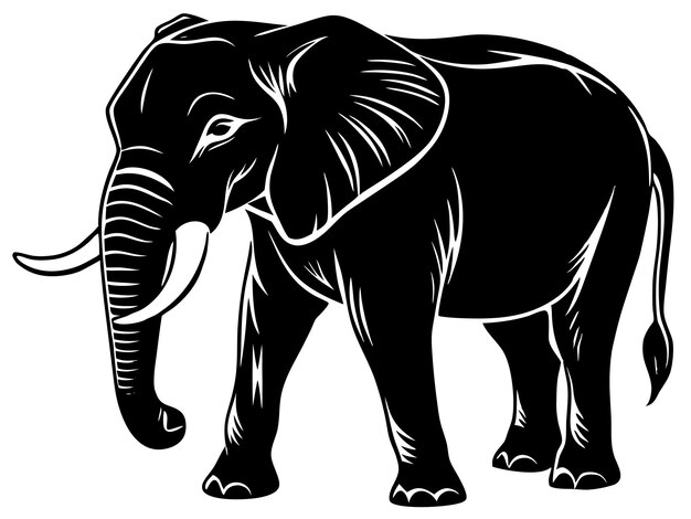 Vector elephant silhouette isolated on white background