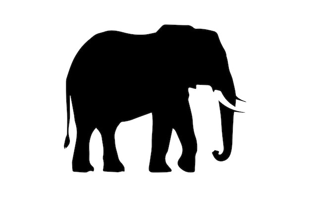 Elephant silhouette vector art white background