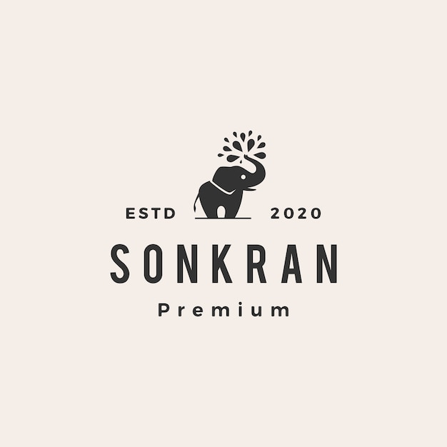 Elephant water sonkran hipster logo.