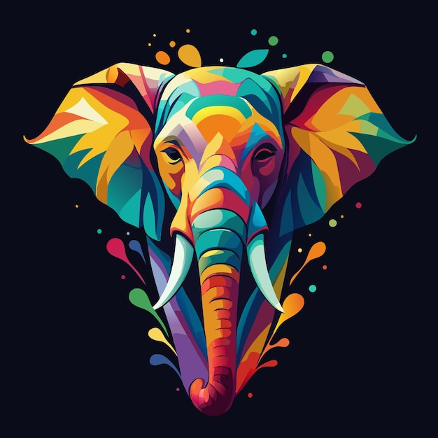 Vector an elephant with colorful and colorful patterns on its face