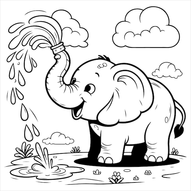 Vector an elephant with a flower on its head