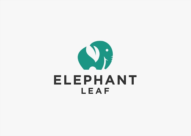 elephant with leaf logo design vector silhouette illustration