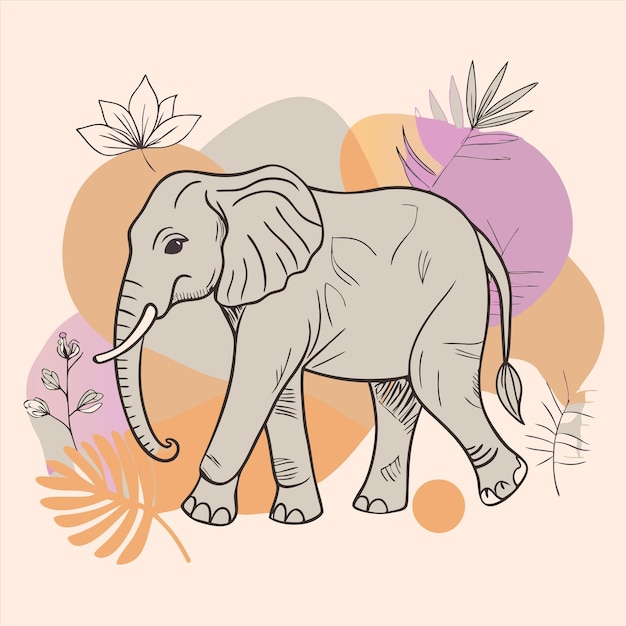 Vector an elephant with a pink background with a picture of a elephant