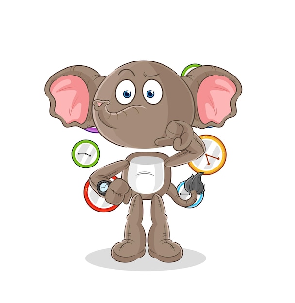 Elephant with wristwatch cartoon cartoon mascot vector