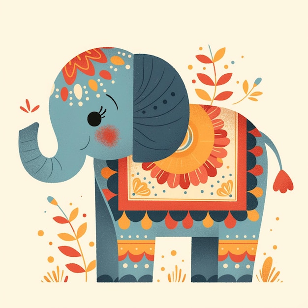 Elephants adorned with colorful decorations